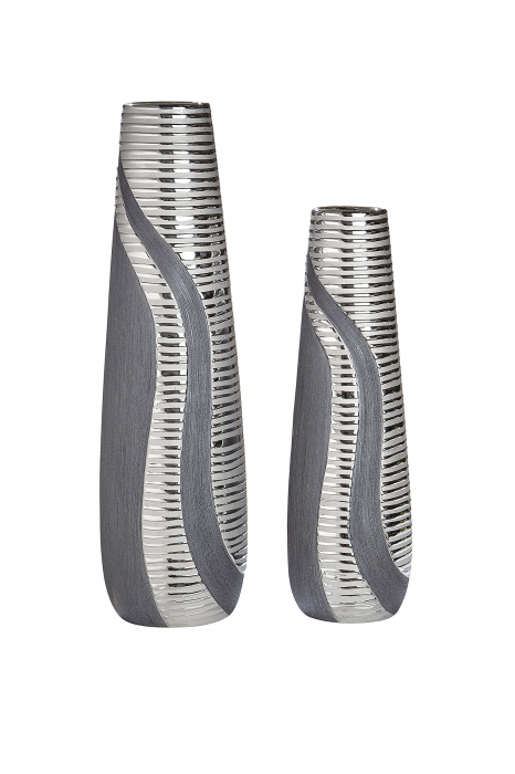 Vaza Sevilla, ceramica, argintiu/gri, 12x39x12 cm [2]