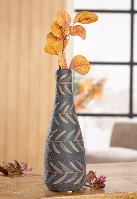 Vaza sticla, „Oliva”, Ceramica, verde, negru, PU 4, H 25 cm, A. 9 cm [3]