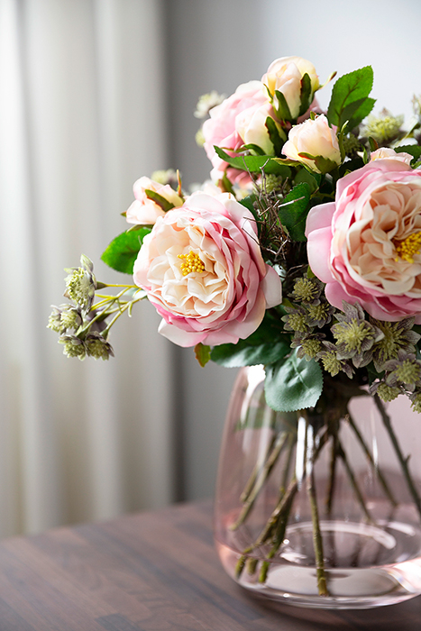 Vaza Sunday, Sticla, Roz trasparent, 19x18 cm [3]