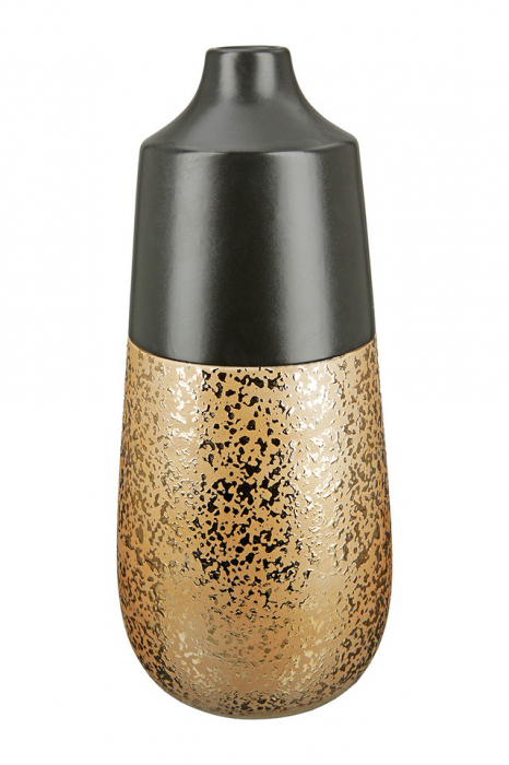 Vaza, TOMAR, Ceramica, Auriu/ Negru, 11X11X24.5 cm [2]