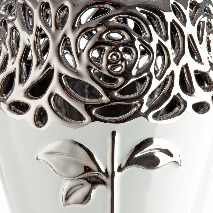 Vaza, trandafir, motiv trandafir, Ceramica, alba, PU 2, H. 23,5 cm, D. 16 cm [3]