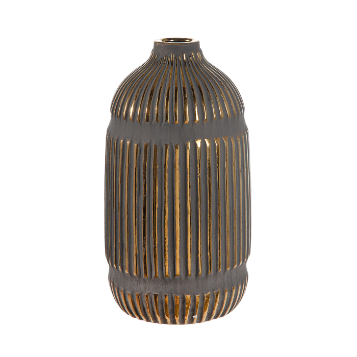 Vaza, "Valencia", cu dungi, ceramica, gri, PU 3, H 23 cm, A. 14 cm [3]
