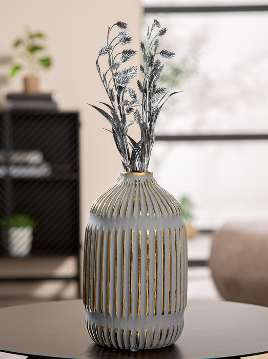 Vaza, "Valencia", cu dungi, ceramica, gri, PU 3, H 23 cm, A. 14 cm [2]