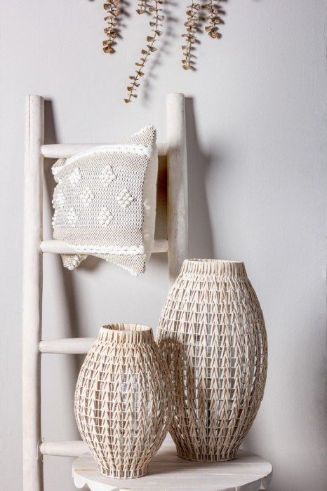 Veioza ATLAS, rattan, alb, 24x36cm [4]