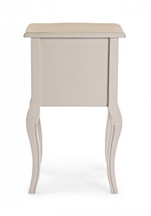 Noptiera cu 2 sertare Clarisse, Lemn, Alb, 40x30x67 cm [4]