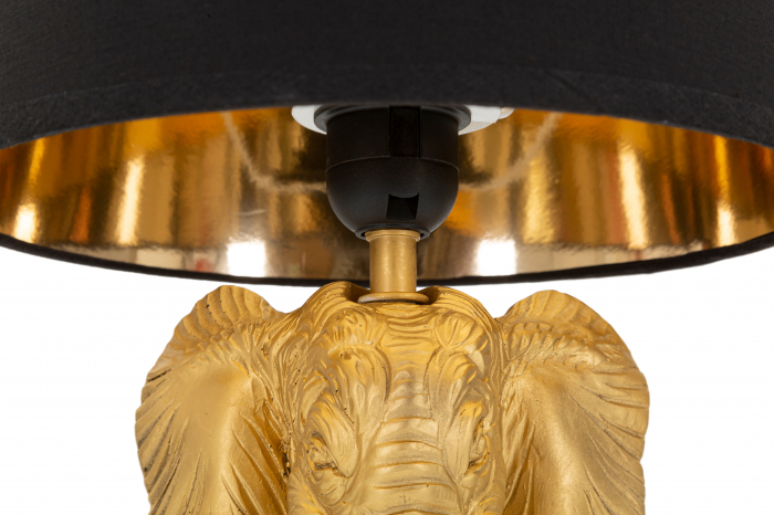 Veioza Elephant, Rasina/Fier/Hartie/Fibre sintetice, Auriu/Negru, 43x25x25 cm [3]