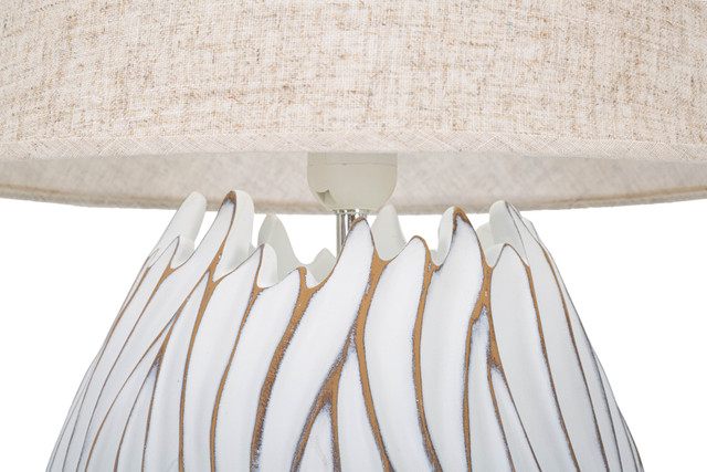 Veioza Honduras, Rasina/Fier/Fibre sintetice, Alb/Maro, 48x35x35 cm [3]