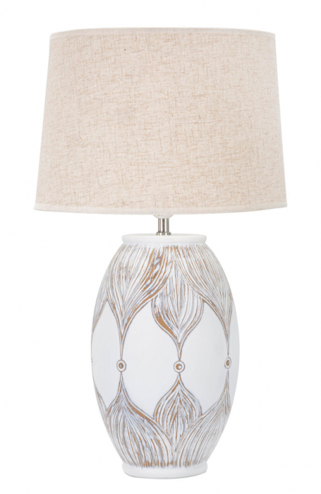 Veioza Oval Atene, Rasina/Fier/Fibre sintetice, Alb/Maro, 67x38x38 cm [2]