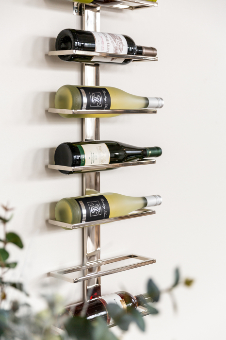 VINOLO, Raft pentru vin, suspendat, pentru 9 sticle, nichel, H.107, L.28, L.11 [6]