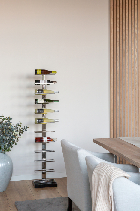 VINOLO, Suport pentru vin de podea, pentru 12 sticle, nichel, H.140, L.30, W.20 [6]