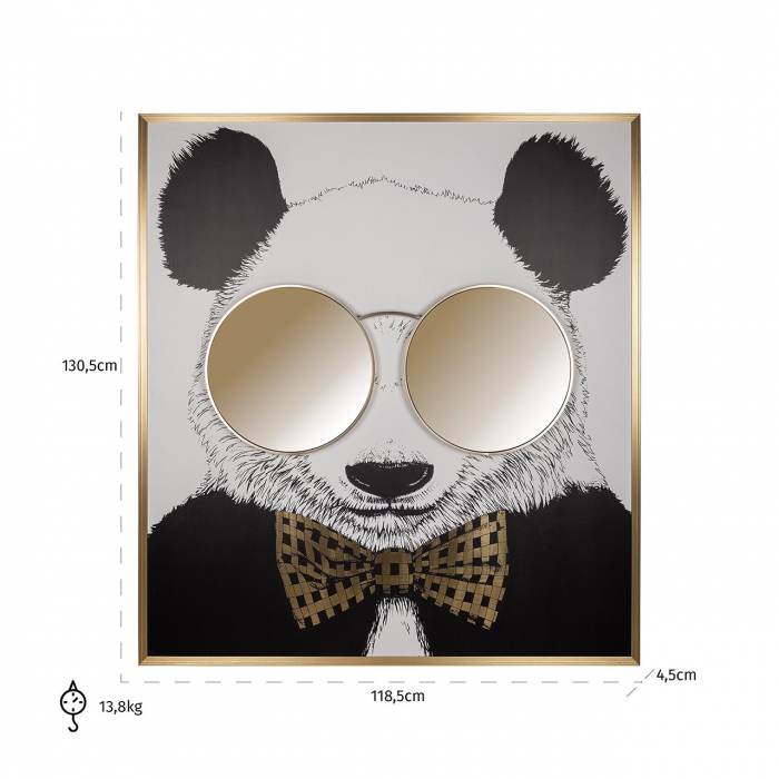Tablou Panda, Aluminiu/MDF, Negru/Auriu, 130x118x4 cm [4]
