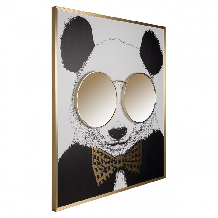 Tablou Panda, Aluminiu/MDF, Negru/Auriu, 130x118x4 cm [3]