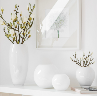 IN STOC - Vaza AFRICA, alb, sticla, 21x40 cm, Fink