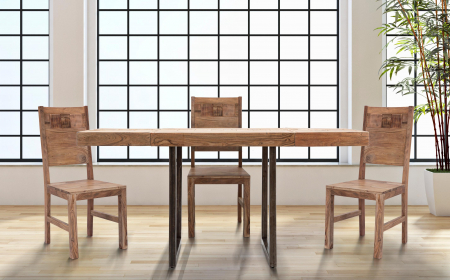 Scaune dining - Set 2 scaune MUMBAI, lemn salcam, 45X45X100