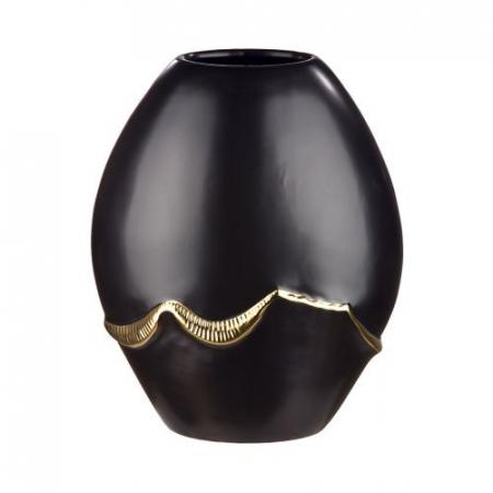 Vaze si boluri - Vaza Creolo, Ceramica, Negru/Auriu, 11x20x25 cm
