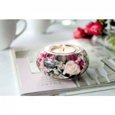 Suporturi lumanari - Suport lumanare Smart Little Rose, Sticla, Multicolor, 9x5 cm