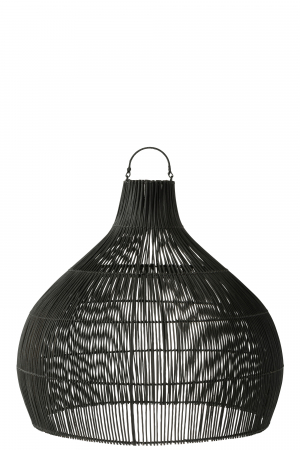 Abajur - Abajur Pear, Rattan/Bambus, Negru, 83x83x75.5 cm