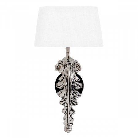 Aplice - Aplică de perete, Beau Site, finisaj nichel, abajur alb inclus, Dims: W. 25 | D. 18 | H. 47  (CM)