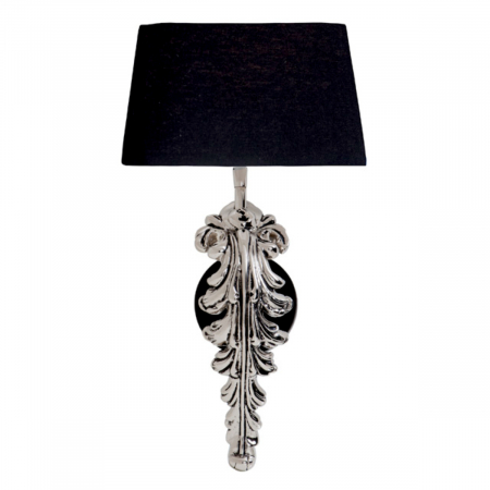 Aplice - Aplică de perete, Beau Site, finisaj nichel, abajur negru inclus