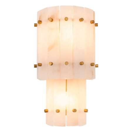 Aplice - Aplică de perete, Blason Dublu alabastru, finisaj din alamă cu aspect vintage