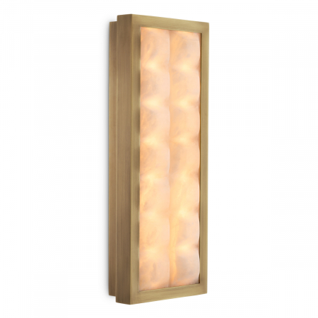 Aplice - Aplică de perete, Cabildo alabastru antic cu finisaj alamă, Dims: L. 38 | W. 15 | D. 6 (CM)