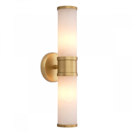 Aplice - Aplică de perete, Claridges Dublu alabastru, finisaj din alamă cu aspect vintage