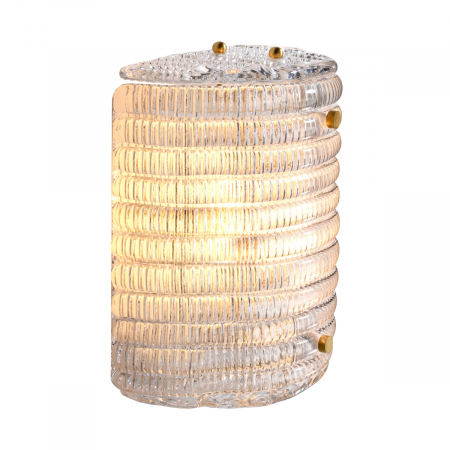 Aplice - Aplică de perete, Elix din sticlă transparentă, finisaj din alamă cu aspect vintage, Dims: W. 20 | D. 11 | H. 22 (CM)