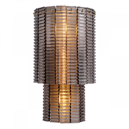 Aplice - Aplică de perete, Imperial din alamă cu sticlă fumurie, Dims: W. 34 | D. 20 | H. 59 (CM)