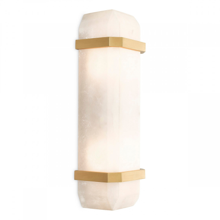 Aplice - Aplică de perete, Pandora alabastra, finisaj din alamă cu aspect vintage, Dims: W. 13 | D. 11 | H. 42 (CM)
