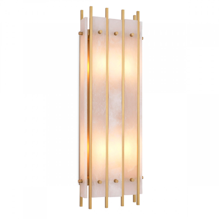 Aplice - Aplică de perete, Sparks L alabastru, finisaj din alamă cu aspect vintage