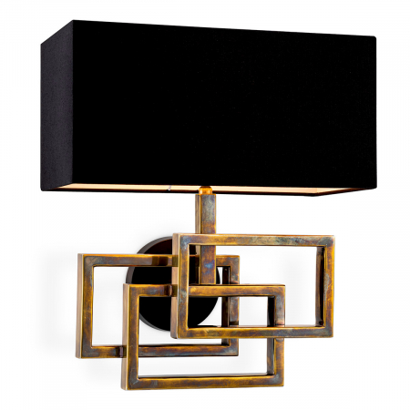 Aplice - Aplică de perete, Windolf, finisaj din alamă cu aspect vintage, abajur inclus