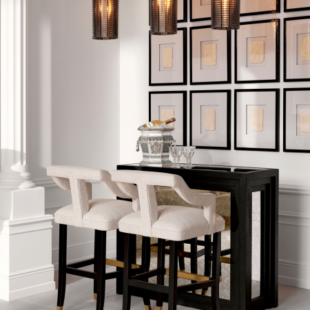 Mese de bar - Bar Metropolitan negru, furnir/ sticla antica, Dims: W. 120 | D. 48 | H. 104  (CM)