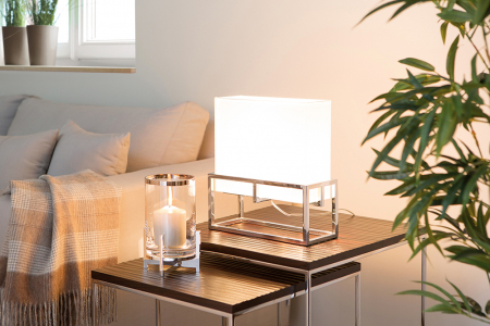 Veioze - Baza lampa de masa Marlou, Otel inoxidabil, Argintiu, 13x15x33 cm