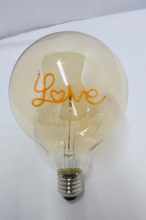 Becuri - Bec (LED), Dragoste, Litere, Sticlă, portocaliu, PU 2, H. 17 cm, D. 12 cm