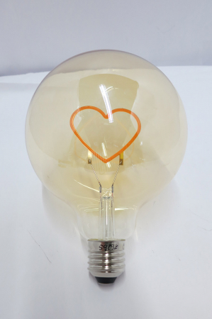 Becuri - Bec (LED), Inimă, Motiv inimă, Sticlă, portocaliu, PU 2, H. 17 cm, D. 12 cm