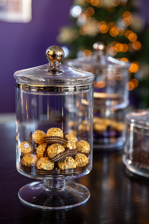 Boluri si castroane - BELINDA, Bol de ciocolata cu capac, marginea de platină, h.29 cm, d.16,5 cm