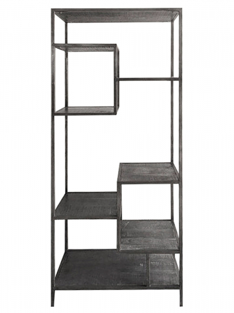 Biblioteci - Biblioteca Nero, Metal, Negru, 45x80x205 cm