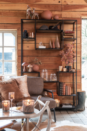 Biblioteci - Biblioteca Fien , Lemn/Metal, Maro/Negru, 119.5x30x195.5 cm