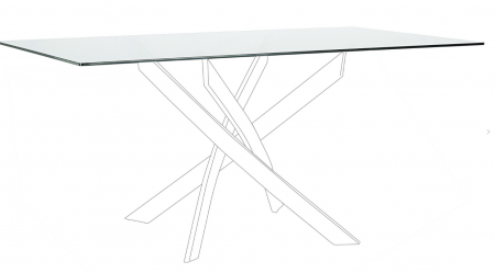 Mese dining - Blat Masa GEORGE, sticla, transparenta, 160x90cm