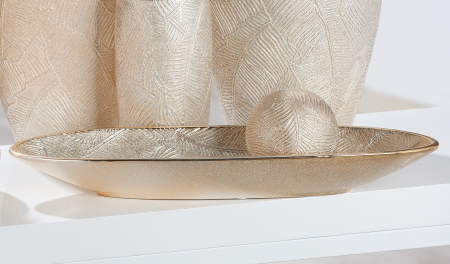 Vaze si boluri - Bol Cascade, Ceramica, Auriu, 15x48.5x6 cm