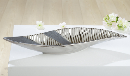 Boluri si castroane - Bol decorativ Sevilla, ceramica, argintiu/gri, 41.5x5.5x14 cm