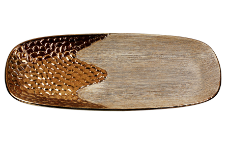 Bucatarie - Bol, „Lausanne”, Ceramica, maro, culoare bronz, PU 2, L. 18 cm, l. 41,5 cm, H 3,5 cm