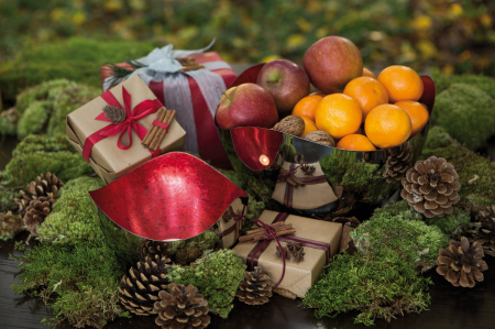 Boluri si castroane - Bol Lucile, Nichel, Rosu/Argintiu, 21x21x19 cm