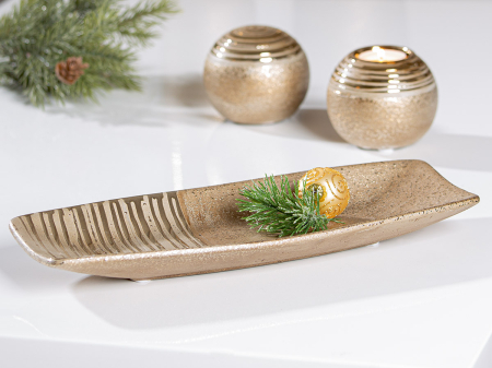 Bucatarie - Bol, „Milo”, Ceramica, auriu, PU 2, L. 14 cm, l. 33 cm, H 3,5 cm