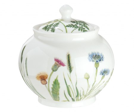 Boluri si castroane - Bol zahar cu capac Wild Flowers, portelan, multicolor, 9.5x9