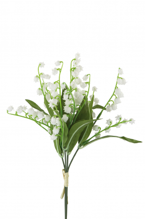 Plante artificiale si uscate - Buchet flori artificiale Lily, Fibre artificiale, Alb, 31.50 cm