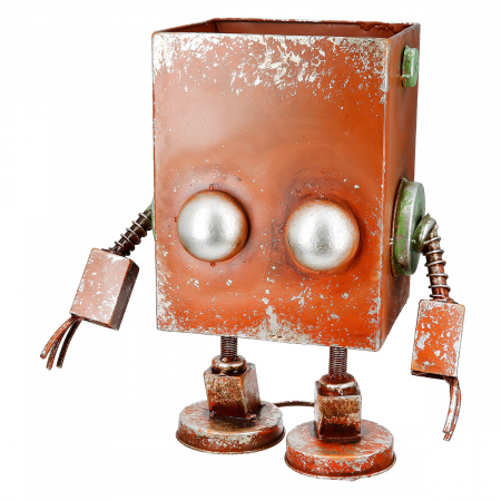 Mobilier copii - Cachepot, Roboti, Robotic, Metal, maro ruginiu, PU 1, L. 19 cm, L. 34 cm, H. 37,5 cm