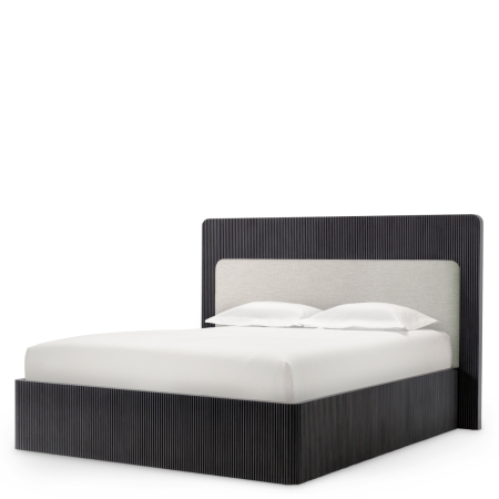 Paturi - Cadru de pat Dimitrios furnir stejar gri carbune, durini natural |L. 227.5 | W. 217.5 | H. 140 | min H. 40.5 cm 