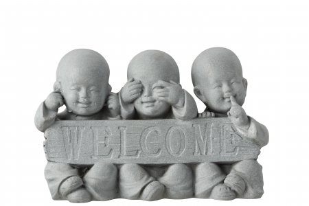 Oriental - Decoratiune MONK, Ceramica, Gri, 41.5x17x27 cm