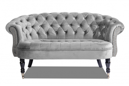 Canapele - Canapea 2 locuri Filip Chesterfield, gri deschis, 152x82x82